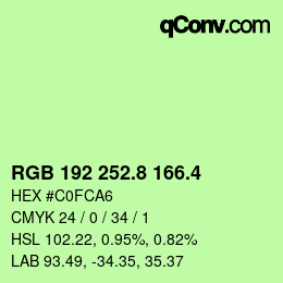 カラーコード: RGB 192 252.8 166.4 | qconv.com