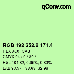 カラーコード: RGB 192 252.8 171.4 | qconv.com