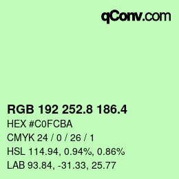 カラーコード: RGB 192 252.8 186.4 | qconv.com