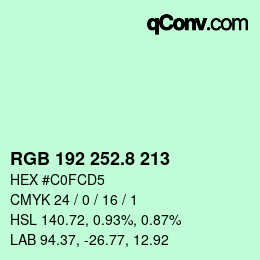 カラーコード: RGB 192 252.8 213 | qconv.com