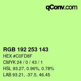 Color code: RGB 192 253 143 | qconv.com