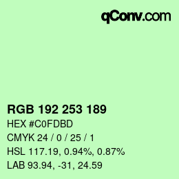 Color code: RGB 192 253 189 | qconv.com
