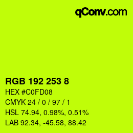 颜色代码: RGB 192 253 8 | qconv.com
