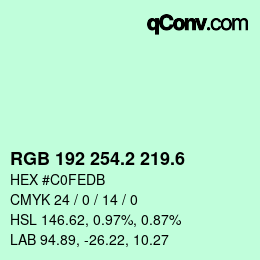 カラーコード: RGB 192 254.2 219.6 | qconv.com