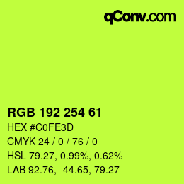 Color code: RGB 192 254 61 | qconv.com
