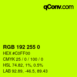 Color code: RGB 192 255 0 | qconv.com