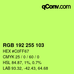 Color code: RGB 192 255 103 | qconv.com