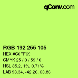 Color code: RGB 192 255 105 | qconv.com