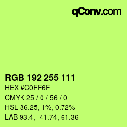 Código de color: RGB 192 255 111 | qconv.com