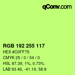 Color code: RGB 192 255 117 | qconv.com