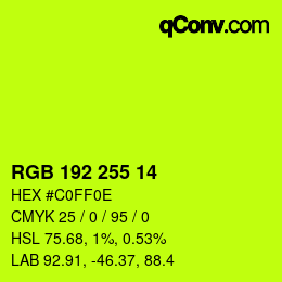 Color code: RGB 192 255 14 | qconv.com