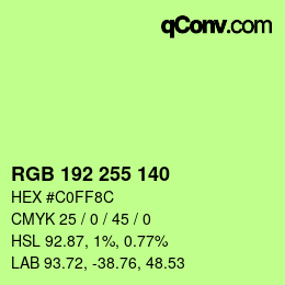 Color code: RGB 192 255 140 | qconv.com