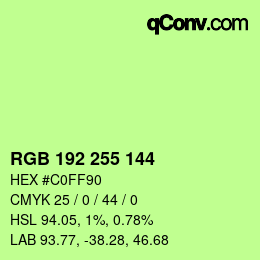 カラーコード: RGB 192 255 144 | qconv.com