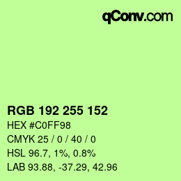 Color code: RGB 192 255 152 | qconv.com