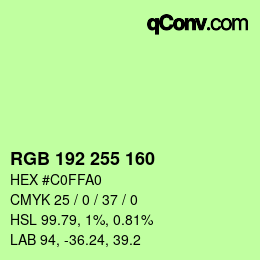 Color code: RGB 192 255 160 | qconv.com