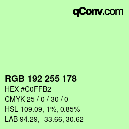 Color code: RGB 192 255 178 | qconv.com