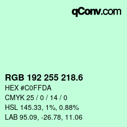 カラーコード: RGB 192 255 218.6 | qconv.com