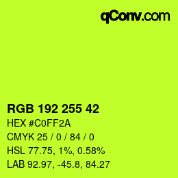 颜色代码: RGB 192 255 42 | qconv.com