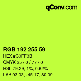 カラーコード: RGB 192 255 59 | qconv.com
