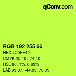 Color code: RGB 192 255 66 | qconv.com