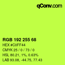 Color code: RGB 192 255 68 | qconv.com