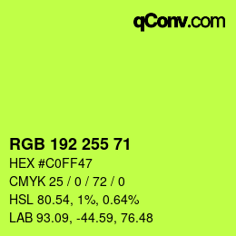 Color code: RGB 192 255 71 | qconv.com