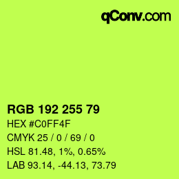 カラーコード: RGB 192 255 79 | qconv.com