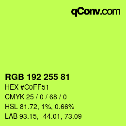 Color code: RGB 192 255 81 | qconv.com