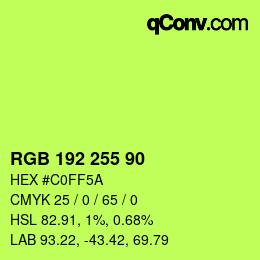 Color code: RGB 192 255 90 | qconv.com