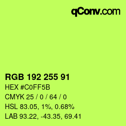 Color code: RGB 192 255 91 | qconv.com