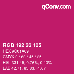 Color code: RGB 192 26 105 | qconv.com