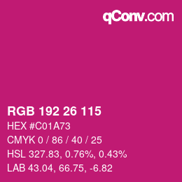 カラーコード: RGB 192 26 115 | qconv.com
