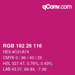 カラーコード: RGB 192 26 116 | qconv.com