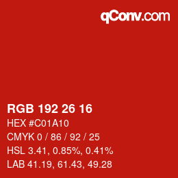 Color code: RGB 192 26 16 | qconv.com