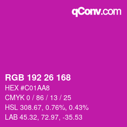 Color code: RGB 192 26 168 | qconv.com