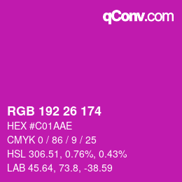 Color code: RGB 192 26 174 | qconv.com