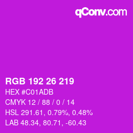 Color code: RGB 192 26 219 | qconv.com