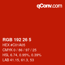 Color code: RGB 192 26 5 | qconv.com