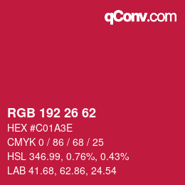 Color code: RGB 192 26 62 | qconv.com