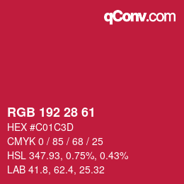 Color code: RGB 192 28 61 | qconv.com
