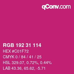 Color code: RGB 192 31 114 | qconv.com