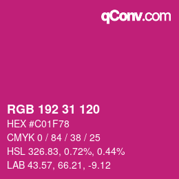 Color code: RGB 192 31 120 | qconv.com