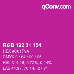 Color code: RGB 192 31 154 | qconv.com
