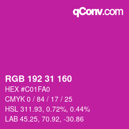 Color code: RGB 192 31 160 | qconv.com