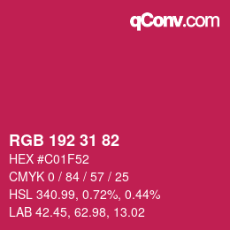 Color code: RGB 192 31 82 | qconv.com