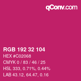 カラーコード: RGB 192 32 104 | qconv.com