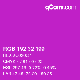 Color code: RGB 192 32 199 | qconv.com