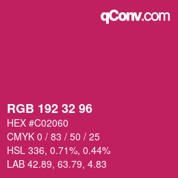 Color code: RGB 192 32 96 | qconv.com