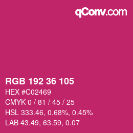 Color code: RGB 192 36 105 | qconv.com