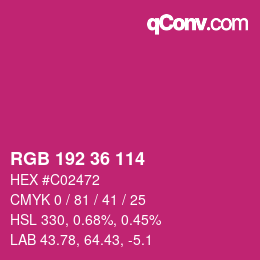 Color code: RGB 192 36 114 | qconv.com